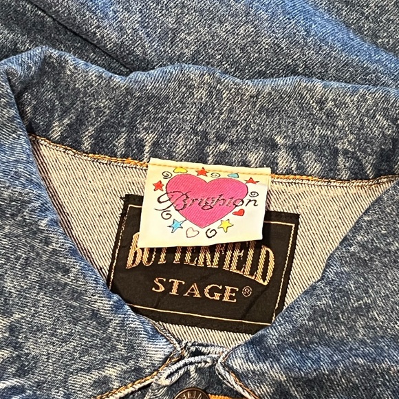 Vintage Brighton Blue Denim Jacket Size L Embroidered Patch Worlds Greatest Mom - Picture 3 of 9